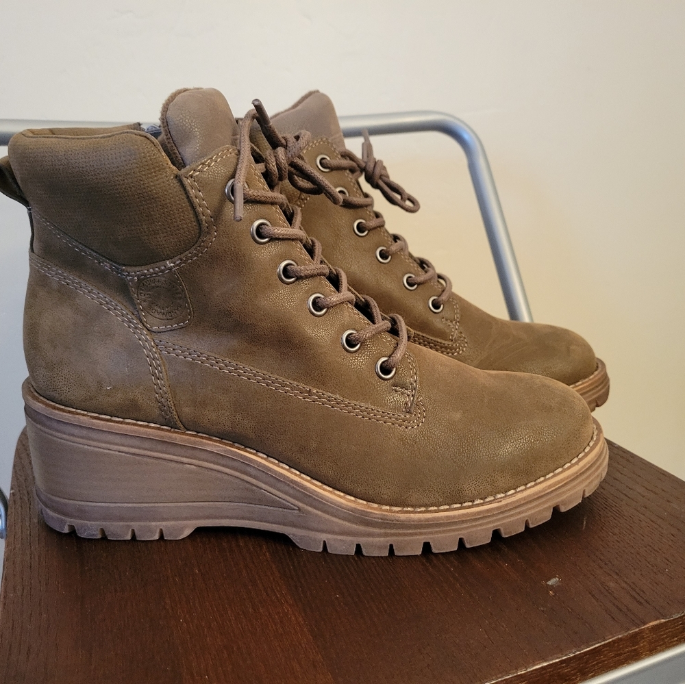 Olive Suede Wedge Boot